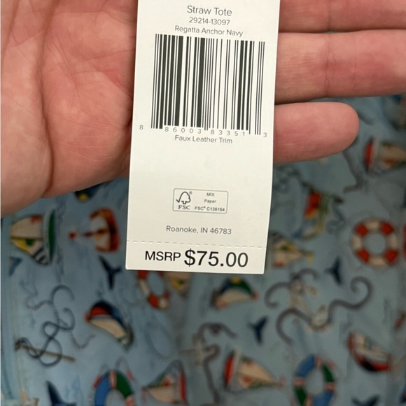 Vera Bradley Beige and Navy Anchor Tote NWT - Picture 3 of 5